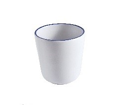 כוס מלמין לבן פס כחול 7.5 ס"מ