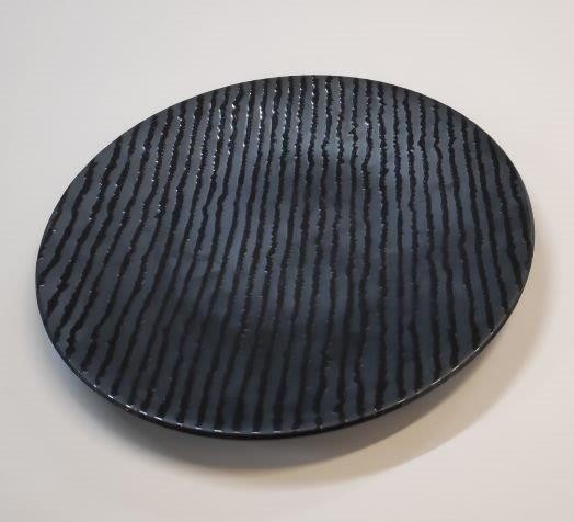 צלחת מלמין שחורה עגולה 21 ס"מ דגם מירית