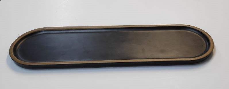 פלטה אובלית מלמין כבדה שחור + מסגרת זהב דגם אודליה 50X15