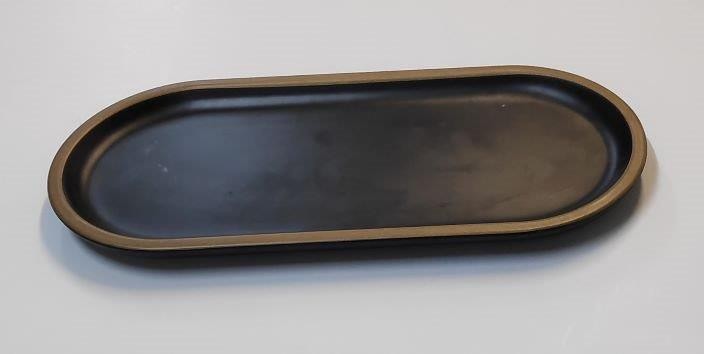 פלטה אובלית מלמין כבדה שחור + מסגרת זהב דגם אודליה 25X15
