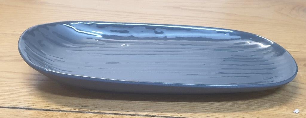 פלטה אובלית 28 ס"מ מלמין אפור דגם קורל