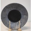 צלחת מלמין חצי  שחור חצי אפור דמוי עץ 26.5 ס"מ